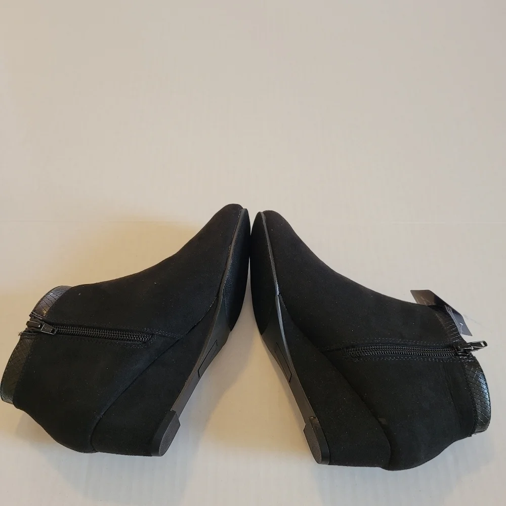 Croft & Barrow Ocelot Black Ankle Boots Booties Sz 6.5